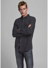 Jack & Jones JACK & JONES Herren Jeanshemd "SHERIDAN SHIRT", schwarz, Gr. L, Web, Obermaterial: 100% Baumwolle, Hemden