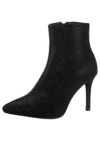 ANISTON SHOES Damen Stiefelette, Gr. 40, schwarz, Velourslederimitat, Glitzer, elegant, Schuhe, Abendstiefelette mit Glitzersteinchen - NEUE