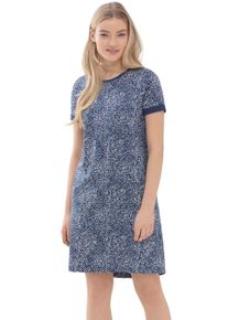 Mey Damen Nachthemd, Gr. S, blau, Single Jersey, Obermaterial: 46% Baumwolle, 46% Modal, 8% Elasthan, gemustert, modisch, Kleider, mit Rundhals und