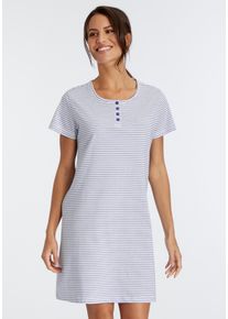Vivance Dreams Damen Nachthemd, Gr. 32, blau, Single Jersey, Obermaterial: 100% Baumwolle, Basic, Kleider, mit garngefärbten Streifen