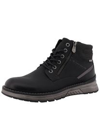 Tom Tailor Herren Schnürboots, Gr. 43, schwarz, Lederimitat, Textil, unifarben, kontrastfarbene Details, casual, Schuhe, Herbstmode, Outdoorschuh mit