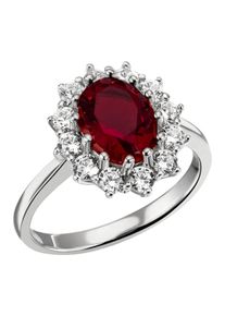 Firetti Damen Fingerring "Schmuck Geschenk Silber 925 Silberring Lady D handgefertigt", 54, Silber 925 (Sterlingsilber), 2,1mm, rot, Silber 925