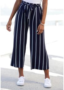 Lascana Damen Culotte, blau, modisch, Gr. 34, gestreift, Jersey, Obermaterial: 95% Viskose, 5% Elasthan, Hosen, in Paperbag-Form, luftige Jerseyhose,