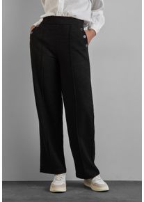 Street One Damen Stoffhose, schwarz, casual, Gr. 44, unifarben, Web, 54% Baumwolle, 46% Polyester, Hosen, High Waist
