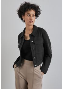 Street One Damen Kurzblazer, schwarz, casual, Gr. 46, kariert, Stoff, 53% Polyester, 22% Polyamid, 22% Viskose, 3% Elasthan, Blazer, mit Brusttaschen