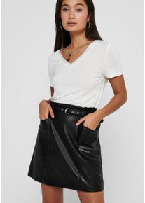 Only Damen Lederimitatrock "ONLHEIDI FAUX LEATHER SKIRT OTW NOOS", schwarz, modisch, Gr. XS, unifarben, leicht glänzend, Web, Obermaterial: 100%