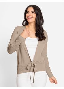 Heine Damen Strickjacke, beige, Gr. 40, unifarben, 70% Baumwolle, 30% Seide, Strickjacken