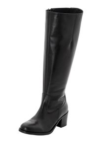 sheego Damen Weitschaftstiefel "Große Größen", Gr. 43, schwarz, Obermaterial: 100% Leder, klassisch, Schuhe, aus Echtleder, mit Stretch-Einsatz