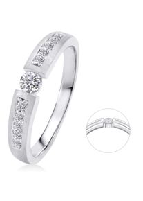 ONE ELEMENT Damen Diamantring, 58, Weißgold 585-Diamanten, silber, Weißgold 585, Diamanten, Fingerringe, Damen Gold Schmuck Memoire mit Center