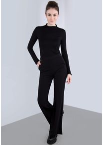 Imperial Damen Schlaghose, schwarz, feminin, Gr. M, unifarben, leicht glänzend, Web, Obermaterial: 95% Polyester, 5% Elasthan, Hosen, mit Satindetails