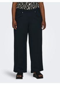 Only CARMAKOMA Damen Jerseyhose "CARSANIA BUTTON PANT JRS PNT NOOS", schwarz, modisch, Gr. L, unifarben, Jersey, Obermaterial: 95% Polyester, 5%