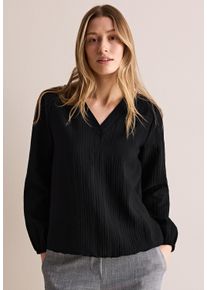 Cecil Damen Langarmbluse, schwarz, casual, Gr. XL, unifarben, Stoff, 81% Viskose, 19% Polyamid, Blusen, mit V-Ausschnitt