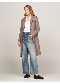 Tommy Hilfiger Damen Kurzmantel "WOOL BLEND CLASSIC CHECK COAT", braun, casual, Gr. 46, kariert, Web, Obermaterial: 35% Wolle, 30% Baumwolle, 19%