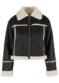 Urban Classics Damen Winterjacke "Urban Classics Ladies Shearling Jacket", schwarz-weiß, klassisch, Gr. M, unifarben, 100% Polyester, Jacken
