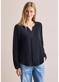 Cecil Damen Langarmbluse, blau, casual, Gr. M, unifarben, Stoff, Front und Ärmel: 100% Viskose; Rückseite: 95% Viskose, 5% Elasthan, Blusen, mit