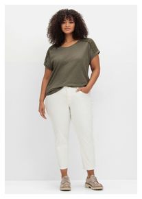 sheego Damen Stretch-Jeans "Große Größen", blau, casual, Gr. 50, unifarben, Obermaterial: 96% Baumwolle, 4% Elasthan, Jeans, mit Glitzersteinen am