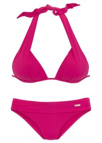 Lascana Damen Triangel-Bikini, pink, Gr. 34, unifarben, Polyamid, Bikini-Sets, im Nacken zu binden, wattierte Cups, mit eingearbeiteten Kissen