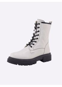 Heine Damen Schnürstiefelette, Gr. 37, schwarz-weiß, Leder, Glattleder, modisch, Schuhe