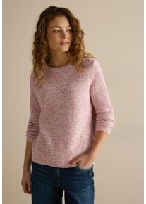 Cecil Damen Strickpullover, weiß, casual, Gr. XL, gemustert, Stoff, 70% Baumwolle, 30% Polyester, Pullover, mit U-Boot-Ausschnitt