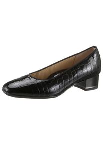 Ara Damen Pumps "GRAZ", Gr. 7,5, schwarz, Lackleder, Reptilienprägung, glänzend, elegant, Schuhe, Abendschuh, Festtagsschuh, Blockabsatz, mit