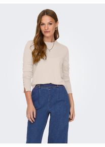 Jacqueline de Yong JDY Damen Rundhalspullover "JDYMALOU L/S ON BUTTON PULLOVER KNT NOOS", beige, modisch, Gr. M, meliert, Strick, Feinstrick, Obermaterial: 52% Viskose,