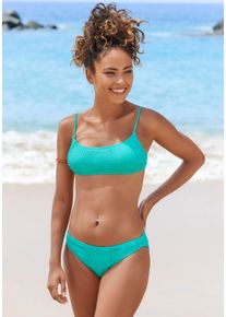 Vivance Damen Bustier-Bikini-Top "Valeria", blau, Gr. S, unifarben, Strukturmuster, Polyester, Bikini-Oberteile, herausnehmbare Softcups,