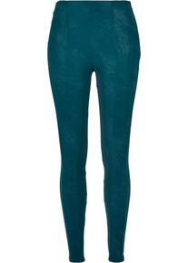 Urban Classics Damen Leggings "Urban Classics Damen Ladies Washed Faux Leather Pants", grün, Gr. XS, unifarben, 85% Polyester, 15% Elasthan, Hosen