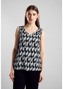 Street One Damen T-Shirt, schwarz, casual, Gr. 34, bedruckt, Stoff, 95% LIVAECO Viskose, 5% Elasthan, Shirts, mit V-Ausschnitt