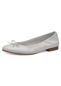 Tamaris Damen Ballerina, Gr. 38, weiß, Leder, unifarben, klassisch, Schuhe, Flats, Slipper, Businessschuh mit dekorativer Schleife