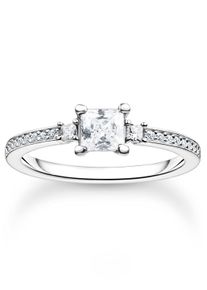 Thomas Sabo Damen Fingerring "Pavé weißer Stein, TR2397-051-14-52,54,56,58,60", 52, Silber 925 (Sterlingsilber), silber, Silber 925 (Sterlingsilber),