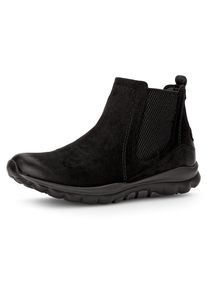 Damen Chelseaboots, Gabor Rollingsoft, Gr. 38, schwarz, Nubukleder, Elastischer Einsatz, sportlich, Schuhe, Keilabsatz, Komfortschuh, Stiefelette,