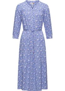 Ragwear Damen Maxikleid "Meve", blau, feminin, Gr. M, Obermaterial: 100% Viskose, Kleider, Leichtes Langarmkleid mit Blumenmuster