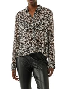 comma, COMMA Damen Langarmbluse, braun, casual, Gr. 34, animal-print, Obermaterial: 100% Polyester, Blusen, mit Animal-Print