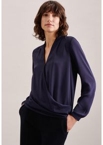 Seidensticker Damen Wickelbluse "Schwarze Rose", blau, Gr. 34, unifarben, 100% Polyester, Blusen, Langarm V-Neck Uni