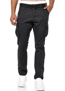 INDICODE Herren Cargohose "INWilliam", schwarz, modisch, Gr. S, unifarben, Web, Obermaterial: 100% Baumwolle, Hosen