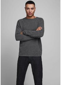 Jack & Jones JACK & JONES Herren Rundhalspullover "HILL KNIT", grau, modisch, Gr. M, meliert, Obermaterial: 100% Baumwolle, Pullover