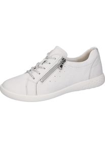 Waldläufer WALDLÄUFER Damen Schnürschuh "H-CLOÈ, Sneaker", Gr. 5,5, weiß, Glattleder, Textil, sportlich, Schuhe, in H-Weite, Freizeitschuh, Halbschuh,
