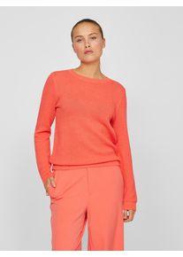 Vila Damen Rundhalspullover "VIDALO O-NECK L/S KNIT TOP- NOOS", rot, modisch, Gr. XS, unifarben, Feinstrick, Obermaterial: 100% Baumwolle, Pullover