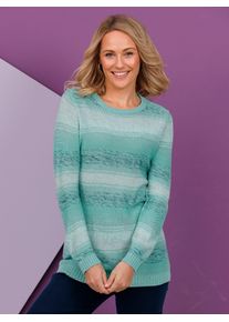 Classic Basics Damen Longpullover "Longpullover"aquapetrol, blaugrün, gemustert, Gr. 52, meliert, gemustert, mehrfarbig, 100% Polyacryl, Pullover