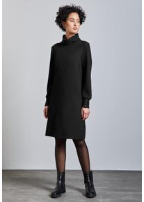 Street One Damen Sweatkleid, schwarz, casual, Gr. 44, unifarben, Stoff, 82% Polyester, 16% Viskose, 2% Elasthan, Kleider, soft und trageangenehm