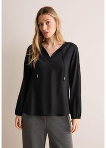 Cecil Damen Langarmbluse, schwarz, casual, Gr. M, unifarben, Stoff, 100% Viskose, Blusen, aus softer Viskose