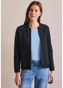 Cecil Damen Cardigan, blau, casual, Gr. L, bedruckt, Web, 56% Baumwolle, 41% Polyester, 3% Elasthan, Strickjacken, mit Stehkragen