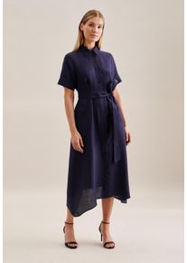 Seidensticker Damen Sommerkleid "Schwarze Rose", blau, Gr. 34, unifarben, 100% Leinen, Kleider, Kurzarm Kragen Uni
