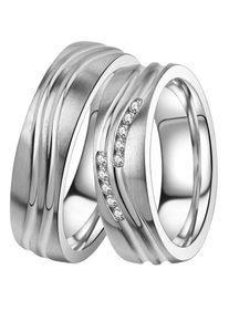 DOOSTI Trauring "Schmuck Geschenk Edelstahl Trauring Ehering Partnerring LIEBE", 52, ohne Zirkonia, Edelstahl, 6mm, silber, Edelstahl, Fingerringe,
