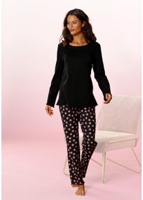 Vivance Dreams Damen Pyjama, Gr. 32, schwarz, Single Jersey, Obermaterial: 100% Baumwolle, gemustert, Basic, Homewear-Sets, mit Sternchen-Druck