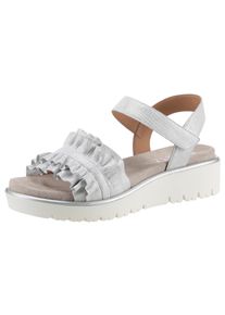 Ara Damen Plateausandaletten "BILBAO", Gr. 43, grau, Veloursleder, metallic, modisch, Schuhe, Sommerschuh, Sandale, Plateauabsatz, mit