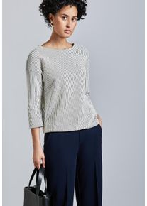 Street One Damen 3/4 Arm-Pullover, lila, casual, Gr. 42, gestreift, Strick, Obermaterial: 85% Baumwolle, 13% Polyester, 2% Elasthan, Pullover, mit