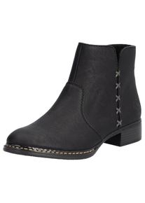 Rieker Damen Stiefelette, Gr. 36, schwarz, Lederimitat, klassisch, Schuhe, Reißverschluss-Stiefelette, Ankelboots mit Blockabsatz