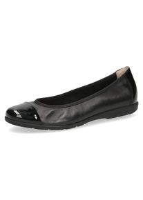 Caprice Damen Ballerina, Gr. 40, schwarz, Nappaleder, Lackleder, sportlich, Schuhe, Loafer, Slipper, Festtags Schuh mit Lack-Details