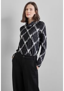 Street One Damen Rollkragenshirt, schwarz, casual, Gr. 38, kariert, Stoff, 70% Viskose, 20% Polyester, 10% Elasthan, Shirts, Karo-Style